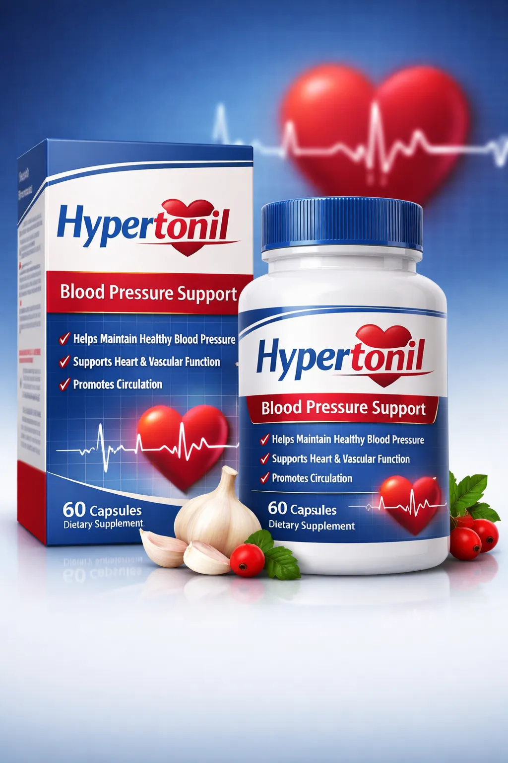 Hypertonil dietary supplement bottle with advanced formula for blood pressure support